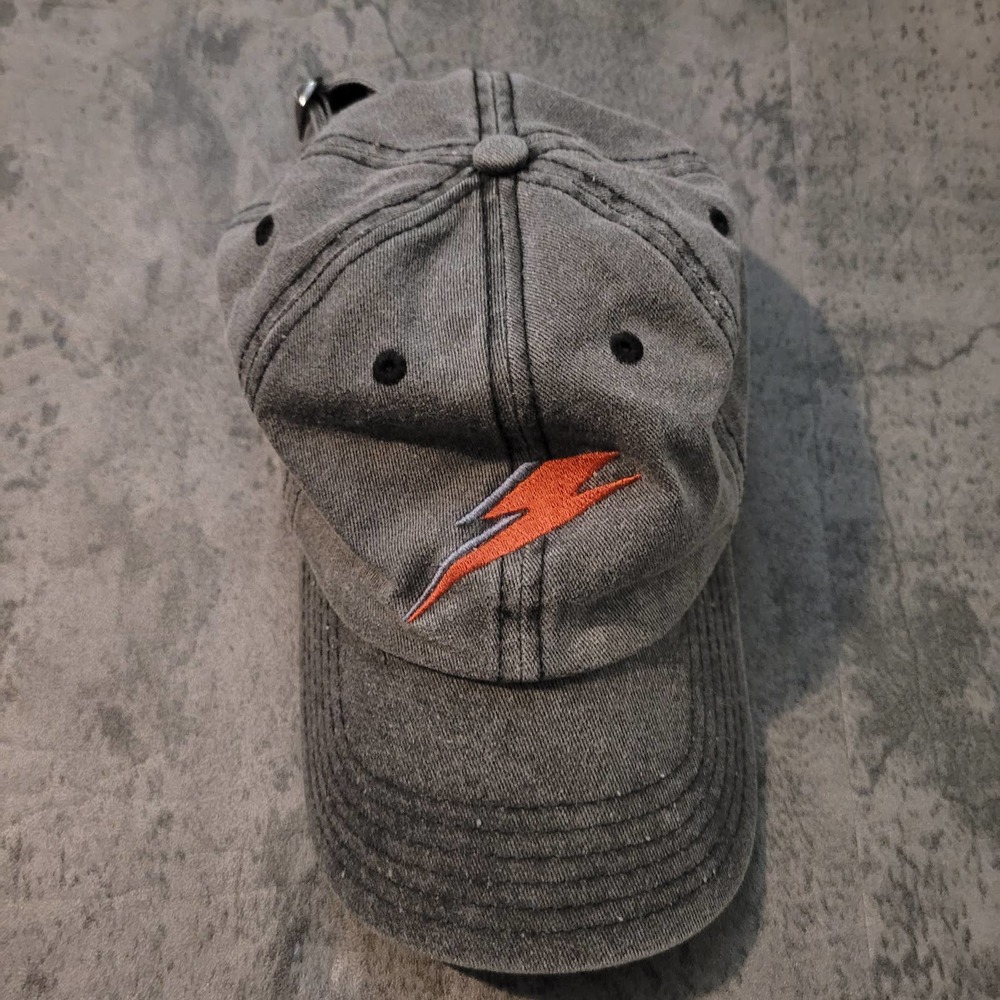 Gray and Orange Lightning Bolt Cap